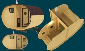 Проект бани-бочки в разрезе